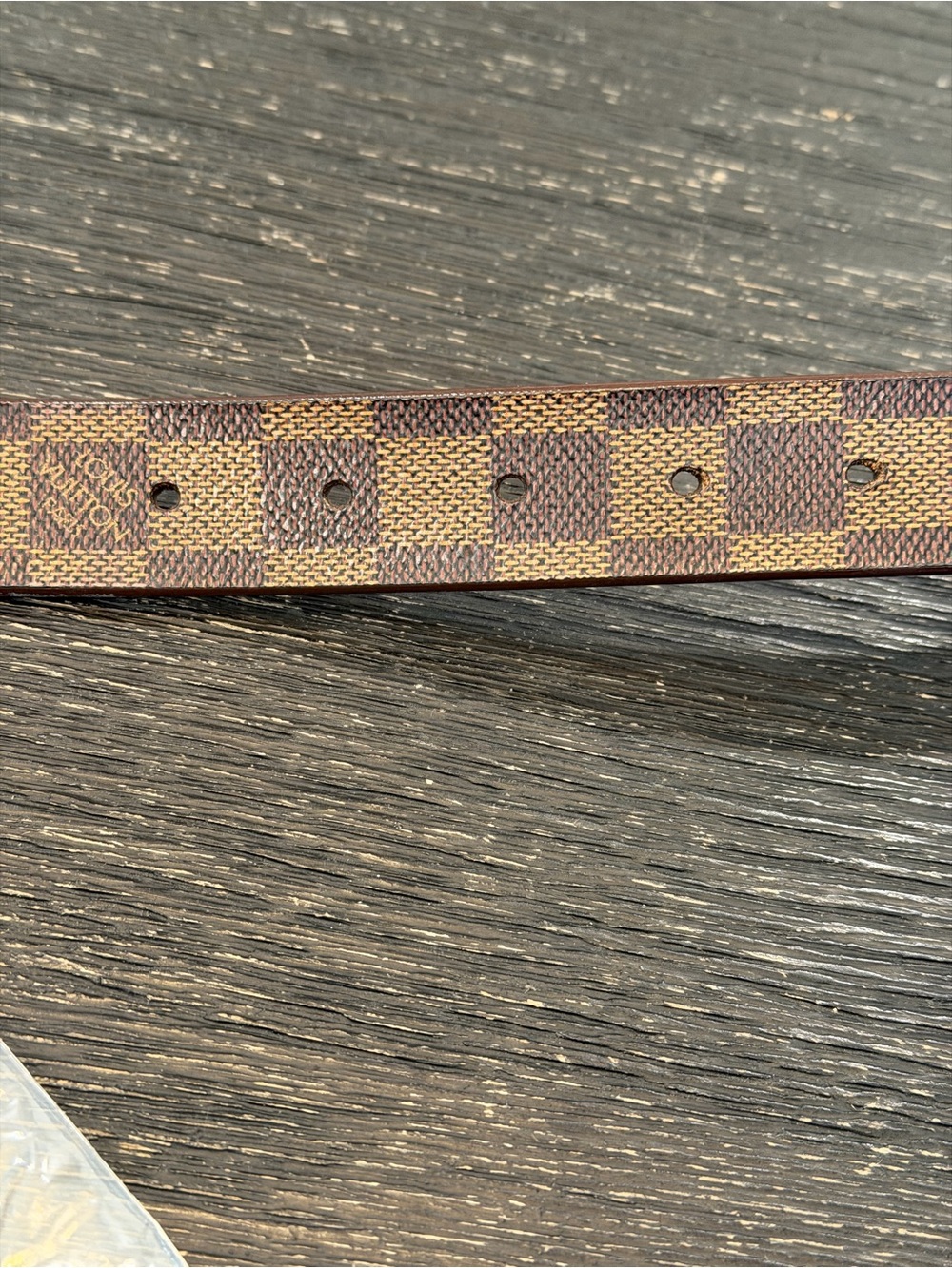 Louis Vuitton Brown Damier Ebene Canvas Belt with Gold Buckle - Picture 4 of 7